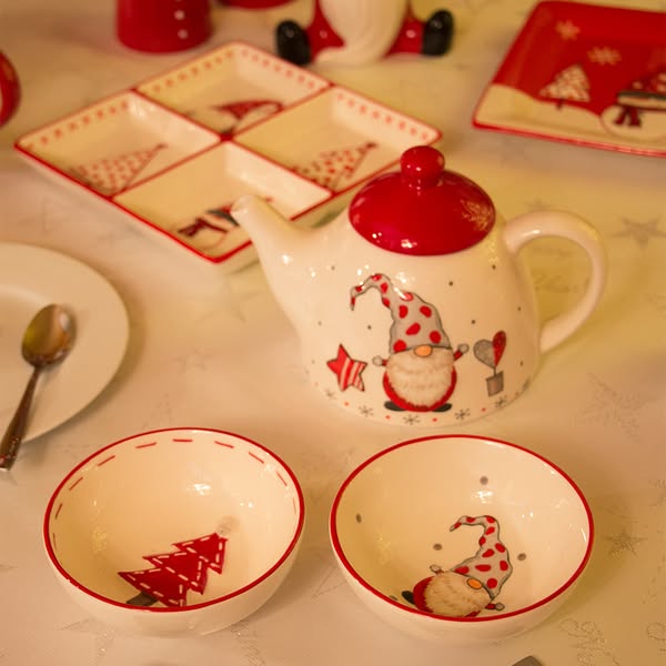 Conjunto de talheres Nordic Santa, pratos cerâmicos ocidentais Prato de lanche Presente de Natal criativo Copo de chaleira de chá em casa Frasco selado