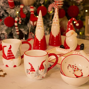 Conjunto de talheres Nordic Santa, pratos cerâmicos ocidentais Prato de lanche Presente de Natal criativo Copo de chaleira de chá em casa Frasco selado