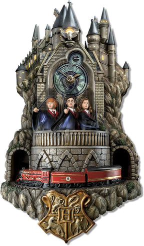Relógio de parede Harry Potter Hogwarts com luzes, música e movimento