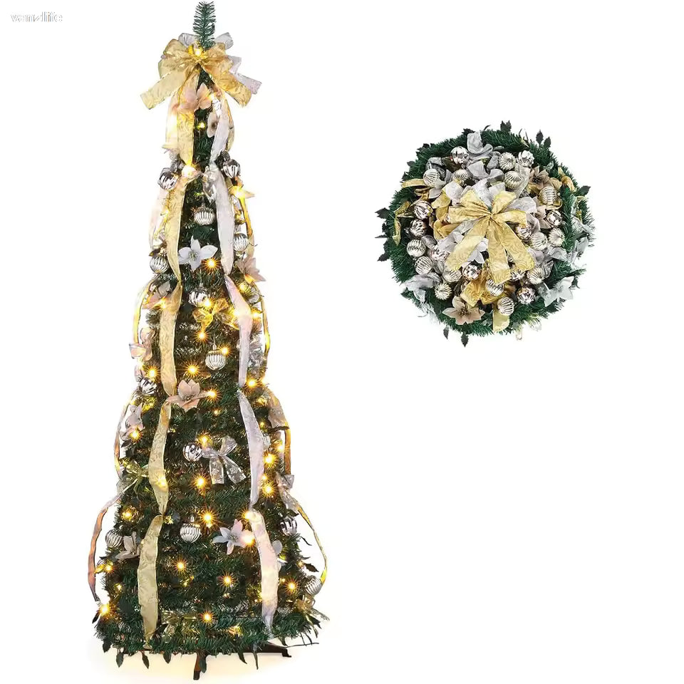 Árvore de Natal monta fácil Retrátil com Micro LED embutidos – 1,2m / 1,5m / 2,0m