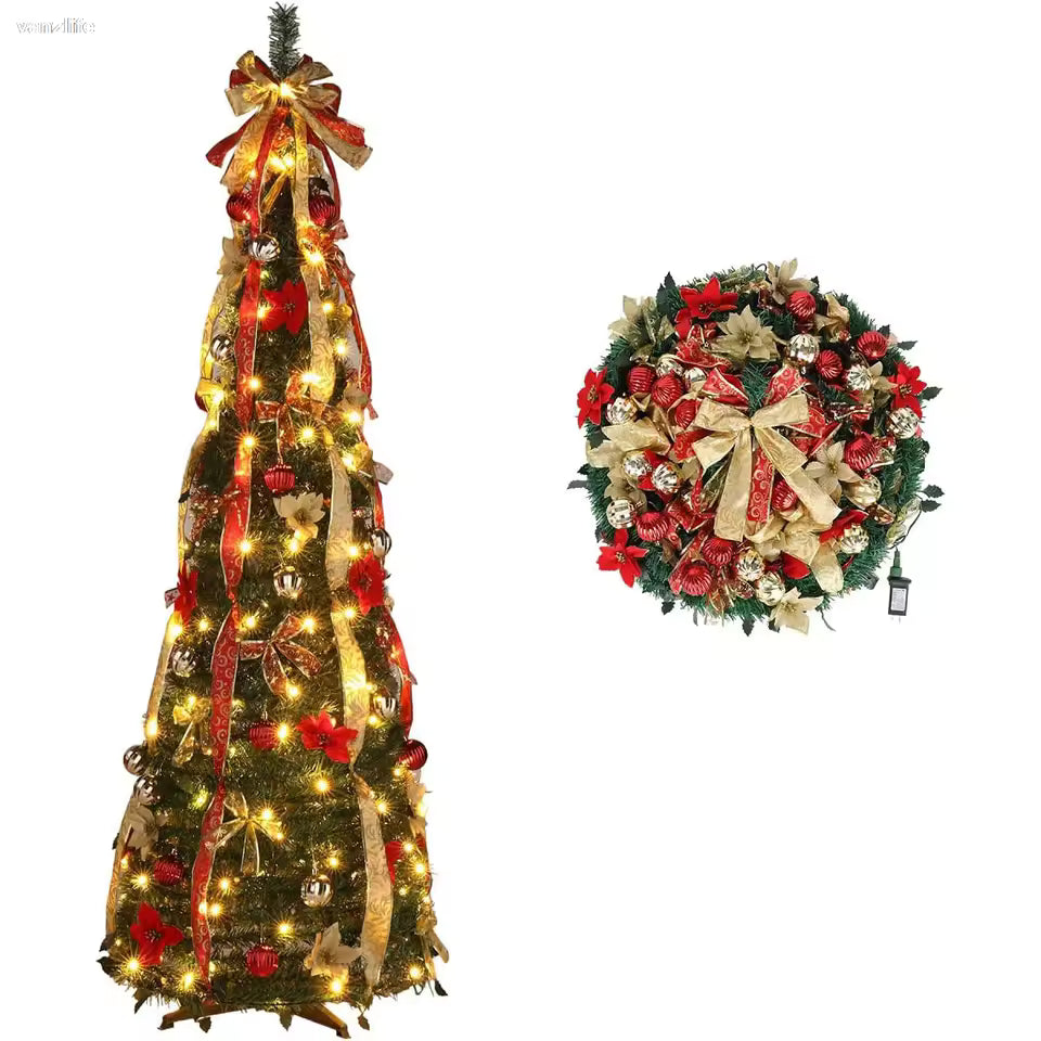 Árvore de Natal monta fácil Retrátil com Micro LED embutidos – 1,2m / 1,5m / 2,0m