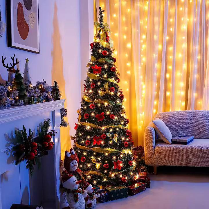 Árvore de Natal monta fácil Retrátil com Micro LED embutidos – 1,2m / 1,5m / 2,0m