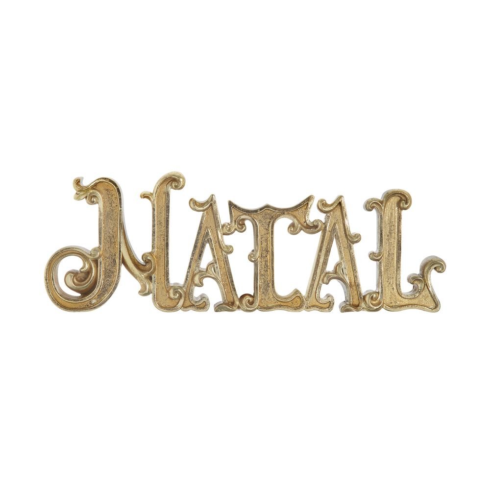 Adorno Frase Natal Dourado 28cm – Casa Cuco