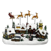 Vila de Natal Nevada C/ Led Musical em Resina 34X16X23CM