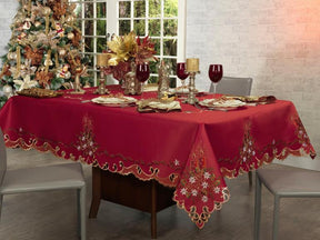 Toalha de Mesa Natal com Bordado Richelieu Quadrado - Casa Cuco