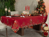 Toalha de Mesa Natal com Bordado Richelieu Quadrado - Casa Cuco