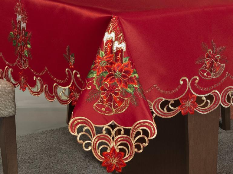 Toalha de Mesa Natal com Bordado Richelieu Quadrado - Casa Cuco